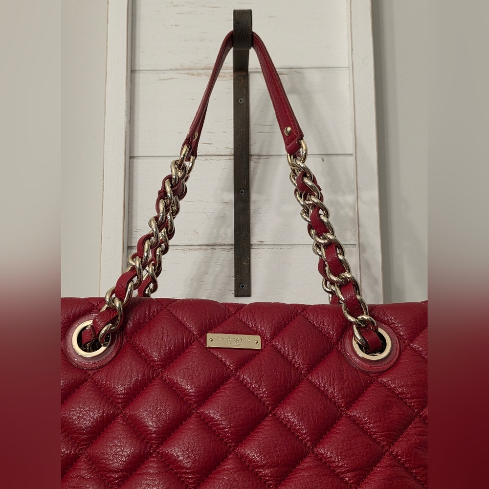 Kate Spade Red Quilted Leather Maryanne Tote Bag - Picture 3 of 7